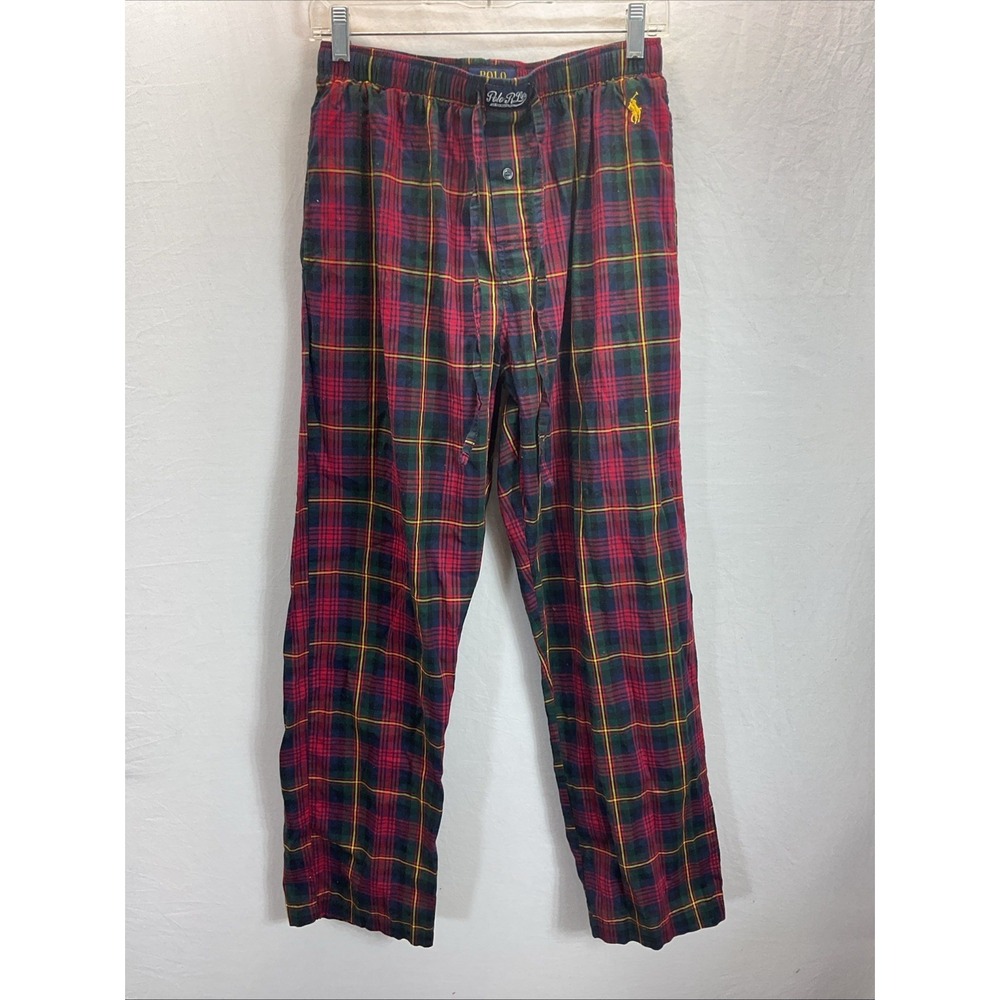 Polo Ralph Lauren Plaid Pajama Lounge‎ Pants Mens M Pony Logo Pockets Classic